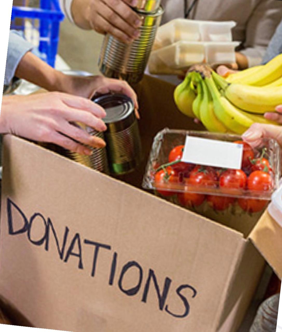 Donations box filled with food