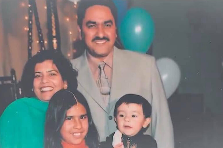 Perminder Chohan with his family after arriving in Canada in 1990