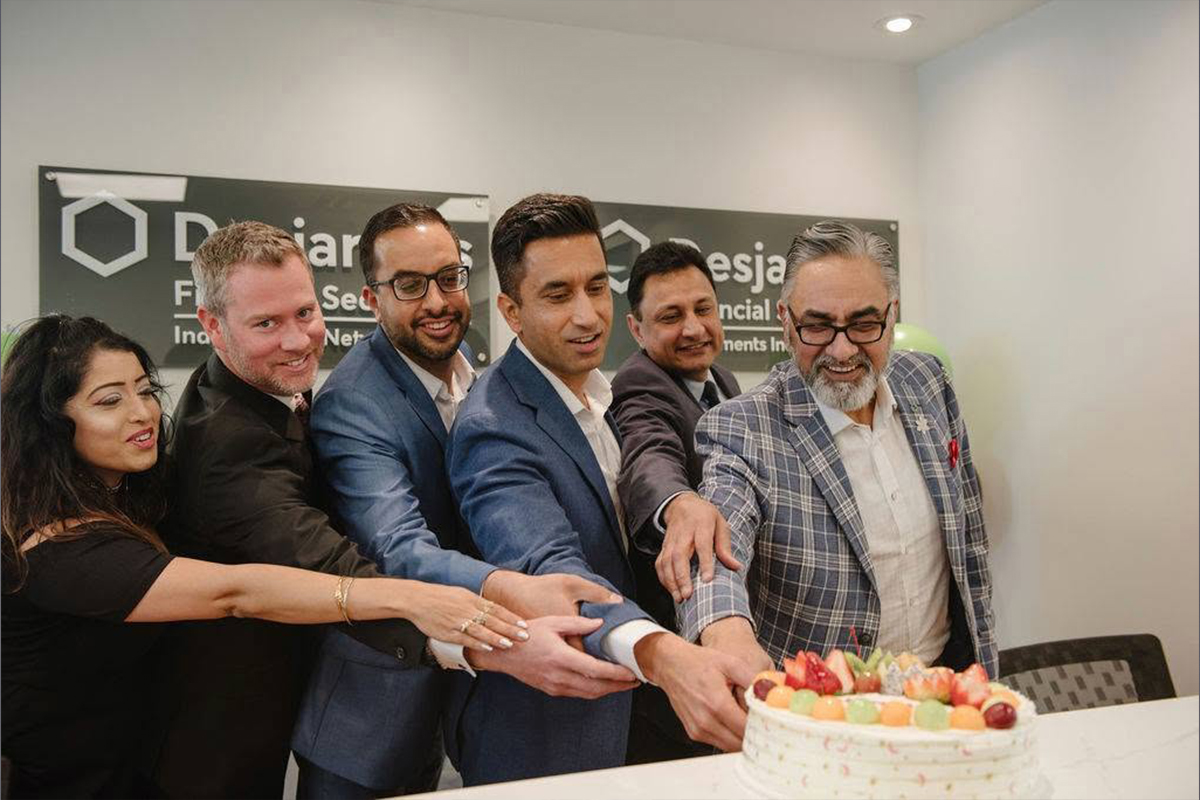 Perminder Chohan celebrating with his Desjardins team
